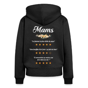 fête des mamans mams citation fleurs critique film - Sweat à capuche zippé Premium bio Femme - noir - Dos - Julia (174cm)