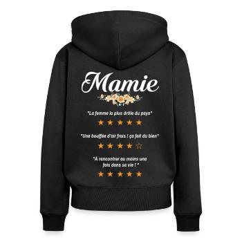 mamie citation fleurs critique film drôle mémé - Sweat à capuche zippé Premium bio Femme - noir - Dos - Julia (174cm)