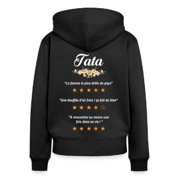 tata citation fleurs critique film drôle tante - Sweat à capuche zippé Premium bio Femme - noir - Dos - Julia (174cm)