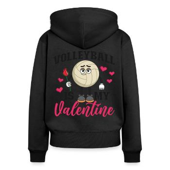 Volleyball Player Team Valentines - Women's Premium Organic Zip Hoodie - black - Back - Julia (174cm)