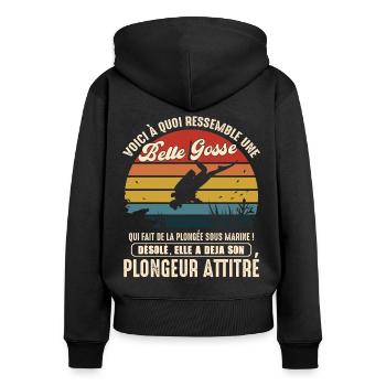 belle gosse pratiquante plongée sous marine - Sweat à capuche zippé Premium bio Femme - noir - Dos - Julia (174cm)