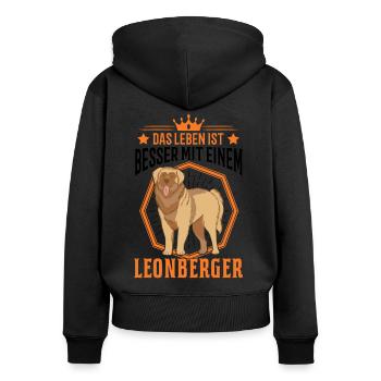 Life is better with a Leonberger - Women's Premium Organic Zip Hoodie - black - Back - Julia (174cm)