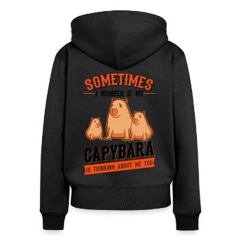 Capybara Cadeau Capybara Capibara - Sweat à capuche zippé Premium bio Femme - noir - Dos - Julia (174cm)