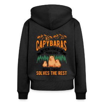 Capybara Cadeau Capybara Capibara - Sweat à capuche zippé Premium bio Femme - noir - Dos - Julia (174cm)