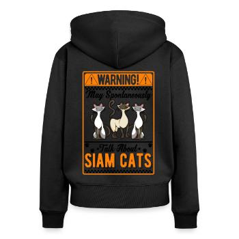 Siamkatze Geschenk Siamesische Katze Siam Cat - Frauen Premium Bio Zip Hoodie - Schwarz - Hinten - Julia (174cm)
