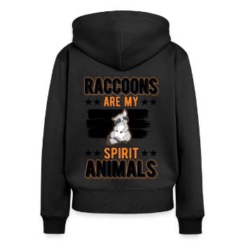 Waschbär Spirit Animal Raccoon - Frauen Premium Bio Zip Hoodie - Schwarz - Hinten - Julia (174cm)