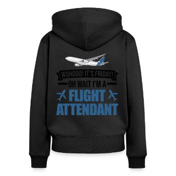 Flight Attendant Gift Stewardess Flight Attendant - Women's Premium Organic Zip Hoodie - black - Back - Julia (174cm)