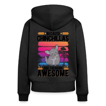 Parce que les chinchillas sont impressionnants - Sweat à capuche zippé Premium bio Femme - noir - Dos - Julia (174cm)