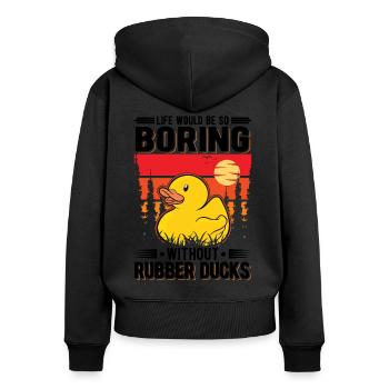 Canard en caoutchouc Cadeau Canard Grinçant Canard Bain Canard - Sweat à capuche zippé Premium bio Femme - noir - Dos - Julia (174cm)
