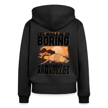 Armadillo Gift Armadillo - Women's Premium Organic Zip Hoodie - black - Back - Julia (174cm)