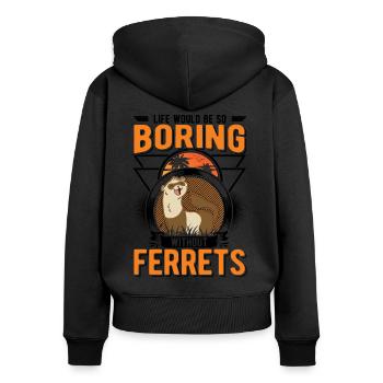 La vie serait si ennuyeuse sans Furets Frettchen - Sweat à capuche zippé Premium bio Femme - noir - Dos - Julia (174cm)