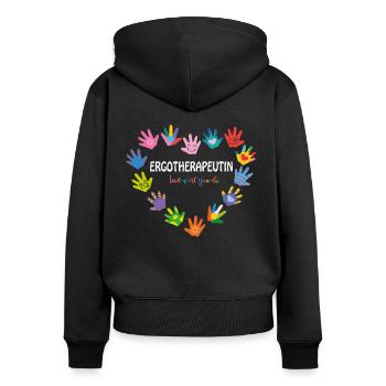 Ergotherapie Ergotherapeutin Ergotherapeut - Frauen Premium Bio Zip Hoodie - Schwarz - Hinten - Julia (174cm)