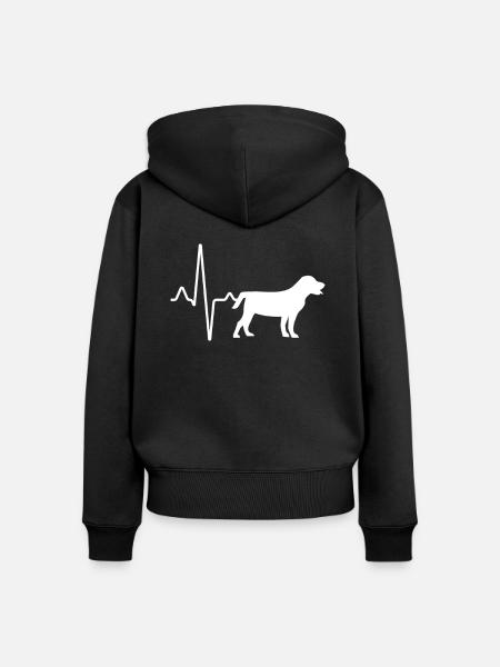 Hund Herzschlag - Frauen Premium Bio Zip Hoodie - Schwarz