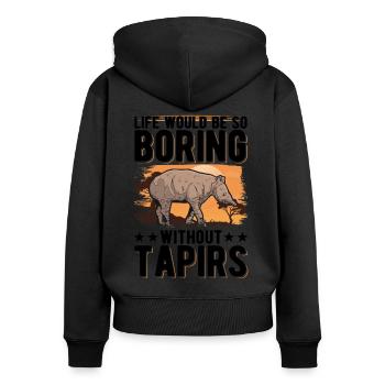 Life would be so boring without Tapirs - Frauen Premium Bio Zip Hoodie - Schwarz - Hinten - Julia (174cm)