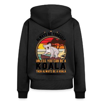 Koala Koalabär - Frauen Premium Bio Zip Hoodie - Schwarz - Hinten - Julia (174cm)