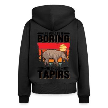 Life would be so boring without Tapirs - Frauen Premium Bio Zip Hoodie - Schwarz - Hinten - Julia (174cm)