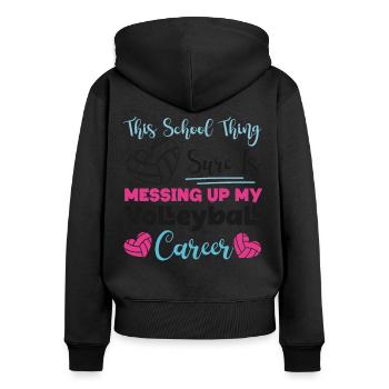 Équipe de volley-ball cette école - Sweat à capuche zippé Premium bio Femme - noir - Dos - Julia (174cm)