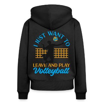 Équipe de volley-ball que je veux juste - Sweat à capuche zippé Premium bio Femme - noir - Dos - Julia (174cm)