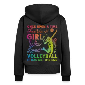 Joueuse de volleyball Équipe Fille - Sweat à capuche zippé Premium bio Femme - noir - Dos - Julia (174cm)