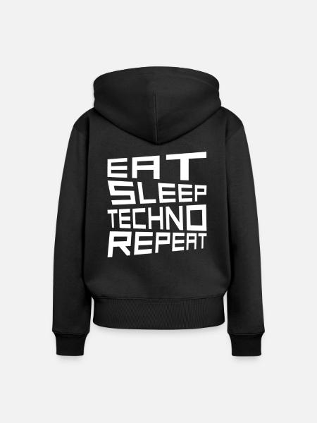 eat sleep techno repeat - Frauen Premium Bio Zip Hoodie - Schwarz