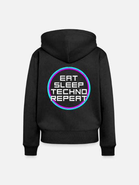 eat sleep techno repeat - Frauen Premium Bio Zip Hoodie - Schwarz