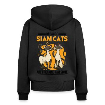Because Siam Cats are freaking awesome Siamese cat - Women's Premium Organic Zip Hoodie - black - Back - Julia (174cm)