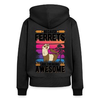 Parce que les furets flippent génial Frettchen - Sweat à capuche zippé Premium bio Femme - noir - Dos - Julia (174cm)