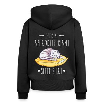 Schlafshirt: Schlafende Aphrodite Giant Katze - Frauen Premium Bio Zip Hoodie - Schwarz - Hinten - Julia (174cm)