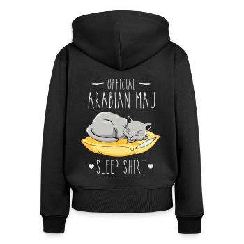 Schlafshirt: Schlafende Arabian Mau Katze - Frauen Premium Bio Zip Hoodie - Schwarz - Hinten - Julia (174cm)