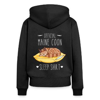 Schlafshirt: Schlafende Maine Coon Katze - Frauen Premium Bio Zip Hoodie - Schwarz - Hinten - Julia (174cm)