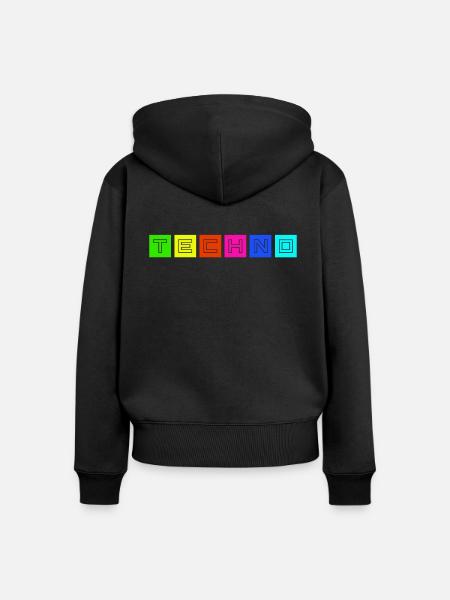 Techno - Frauen Premium Bio Zip Hoodie - Schwarz