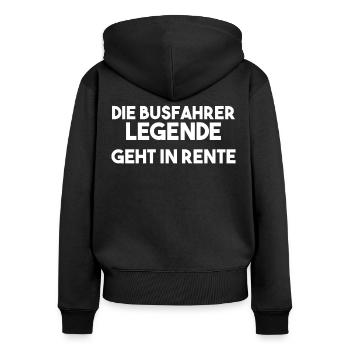 Busfahrer Spruch - Frauen Premium Bio Zip Hoodie - Schwarz - Hinten - Julia (174cm)