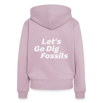 Fossilien Versteinerung Ammonit Spruch Vintage - Frauen Premium Bio Zip Hoodie - Altrosa - Hinten - Julia (174cm)