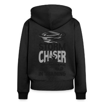 Storm Chaser Hurricane Meteorology - Frauen Premium Bio Zip Hoodie - Schwarz - Hinten - Julia (174cm)