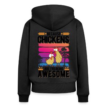 Chicken Farmer Chicken Coop - Women's Premium Organic Zip Hoodie - black - Back - Julia (174cm)