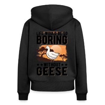 Geese Gift Goose Breeder Goose - Women's Premium Organic Zip Hoodie - black - Back - Julia (174cm)