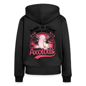 Juste une fille qui aime Axolotls Tail Lurch - Sweat à capuche zippé Premium bio Femme - noir - Dos - Julia (174cm)
