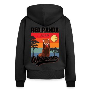 Roter Panda Flüsterer Red Panda Whisperer - Frauen Premium Bio Zip Hoodie - Schwarz - Hinten - Julia (174cm)