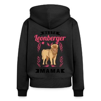 Beste Leonberger Mama - Frauen Premium Bio Zip Hoodie - Schwarz - Hinten - Julia (174cm)