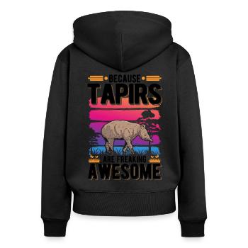Because Tapirs are freaking awesome - Frauen Premium Bio Zip Hoodie - Schwarz - Hinten - Julia (174cm)