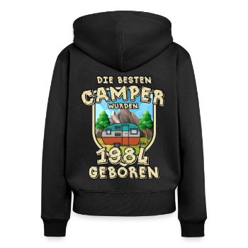 Camping Berg Urlaub Freiheit Geboren 1984 - Frauen Premium Bio Zip Hoodie - Schwarz - Hinten - Julia (174cm)