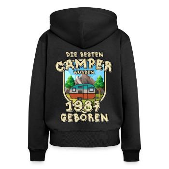 Camping Berg Urlaub Freiheit Geboren 1987 - Frauen Premium Bio Zip Hoodie - Schwarz - Hinten - Julia (174cm)