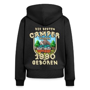 Camping Berg Urlaub Freiheit Geboren 1990 - Frauen Premium Bio Zip Hoodie - Schwarz - Hinten - Julia (174cm)