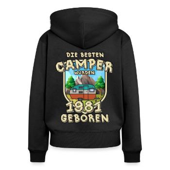 Camping Berg Urlaub Freiheit Geboren 1981 - Frauen Premium Bio Zip Hoodie - Schwarz - Hinten - Julia (174cm)
