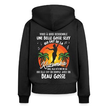 belle gosse danseuse kizomba sexy couple BG amour - Sweat à capuche zippé Premium bio Femme - noir - Dos - Julia (174cm)