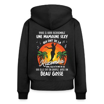 mamoune danseuse kizomba sexy couple BG amour - Sweat à capuche zippé Premium bio Femme - noir - Dos - Julia (174cm)