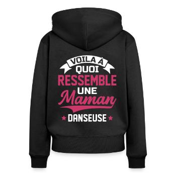 cadeau var1 danseuse passion danse humour - Sweat à capuche zippé Premium bio Femme - noir - Dos - Julia (174cm)