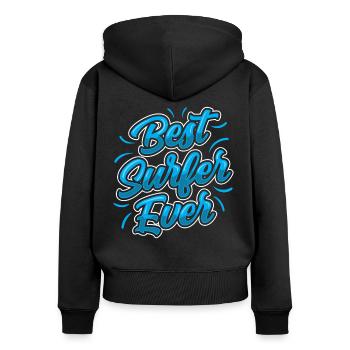 Meilleur surfeur de tous les temps Surfing Surfing - Sweat à capuche zippé Premium bio Femme - noir - Dos - Julia (174cm)