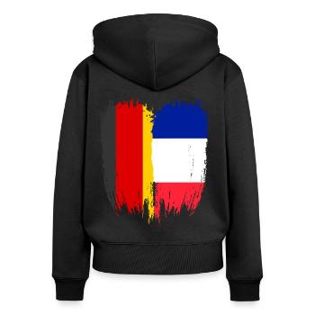 Allemagne Drapeau France - Sweat à capuche zippé Premium bio Femme - noir - Dos - Julia (174cm)