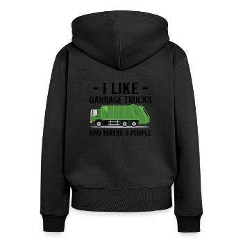 Müllmann garbage truck - Women's Premium Organic Zip Hoodie - black - Back - Julia (174cm)